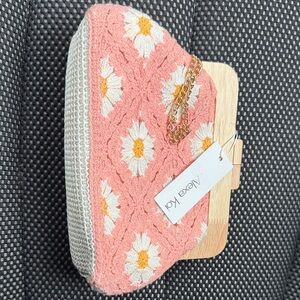 Pink Floral Knit Clutch